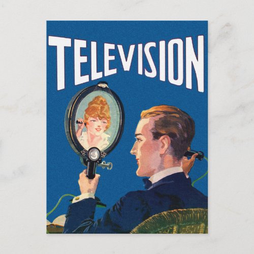 Vintage Kitsch Early Television Smart Phone TV Set Postcard