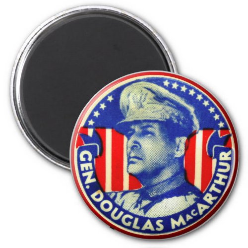 Vintage Kitsch General Douglas MacArthur Button Magnet