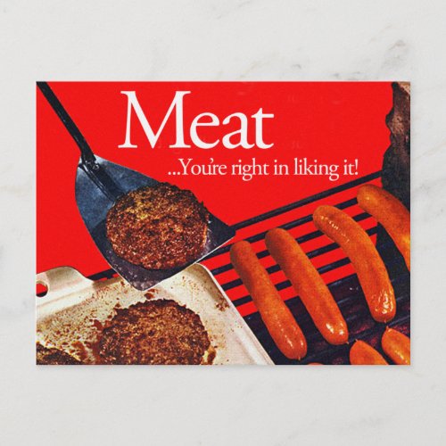Vintage Kitsch Hamburger Meat Youre Right To Like Postcard