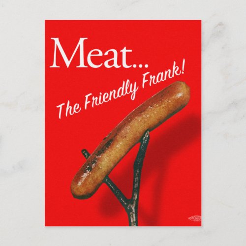Vintage Kitsch Hot Dog Meat The Frankfurter Postcard