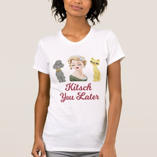 Vintage Kitsch Lady Head Vases with Cats and Dogs T_Shirt