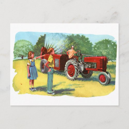 Vintage Kitsch Pesticide Spraying Apples Postcard