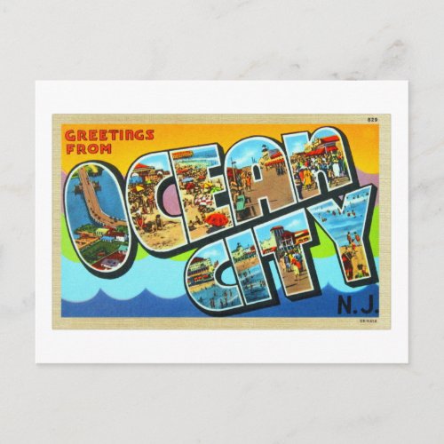Vintage Kitsch Postcard Ocean City NJ New Jersey