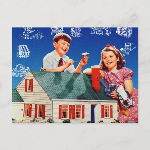 Vintage Kitsch Toy House for Kids Postcard