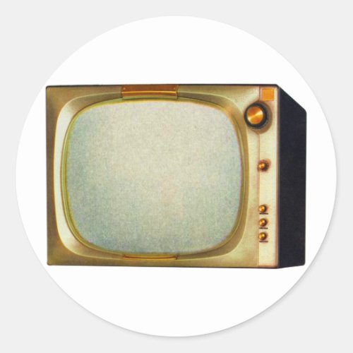 Vintage Kitsch TV Old Television Set illustration Classic Round Sticker