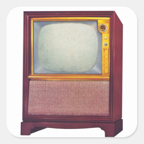 Vintage Kitsch TV Old Television Set Square Sticker