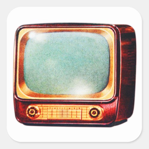 Vintage Kitsch TV Old Television Set Square Sticker