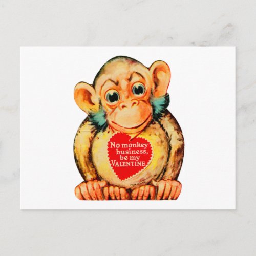 Vintage Kitsch Valentine Monkey Ape Gorillia Holiday Postcard