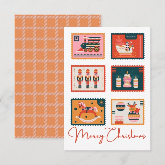 Vintage Kitschy Christmas Stamp Card (Front/Back)