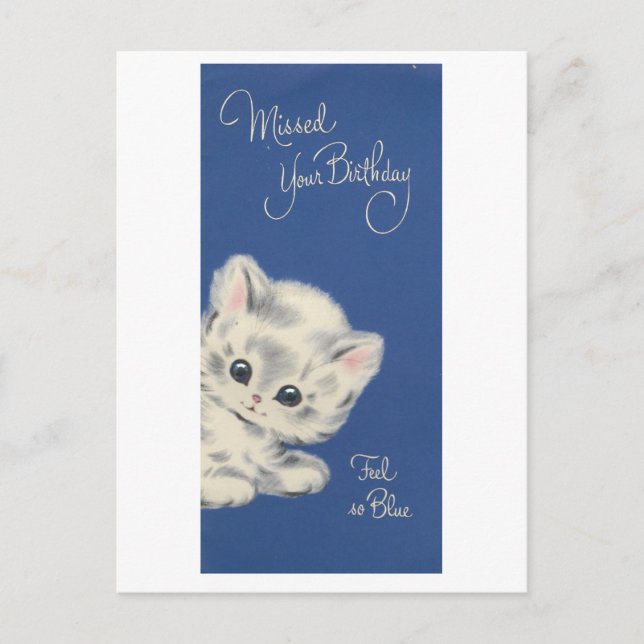 Vintage Kitten Belated Birthday Card (Front)