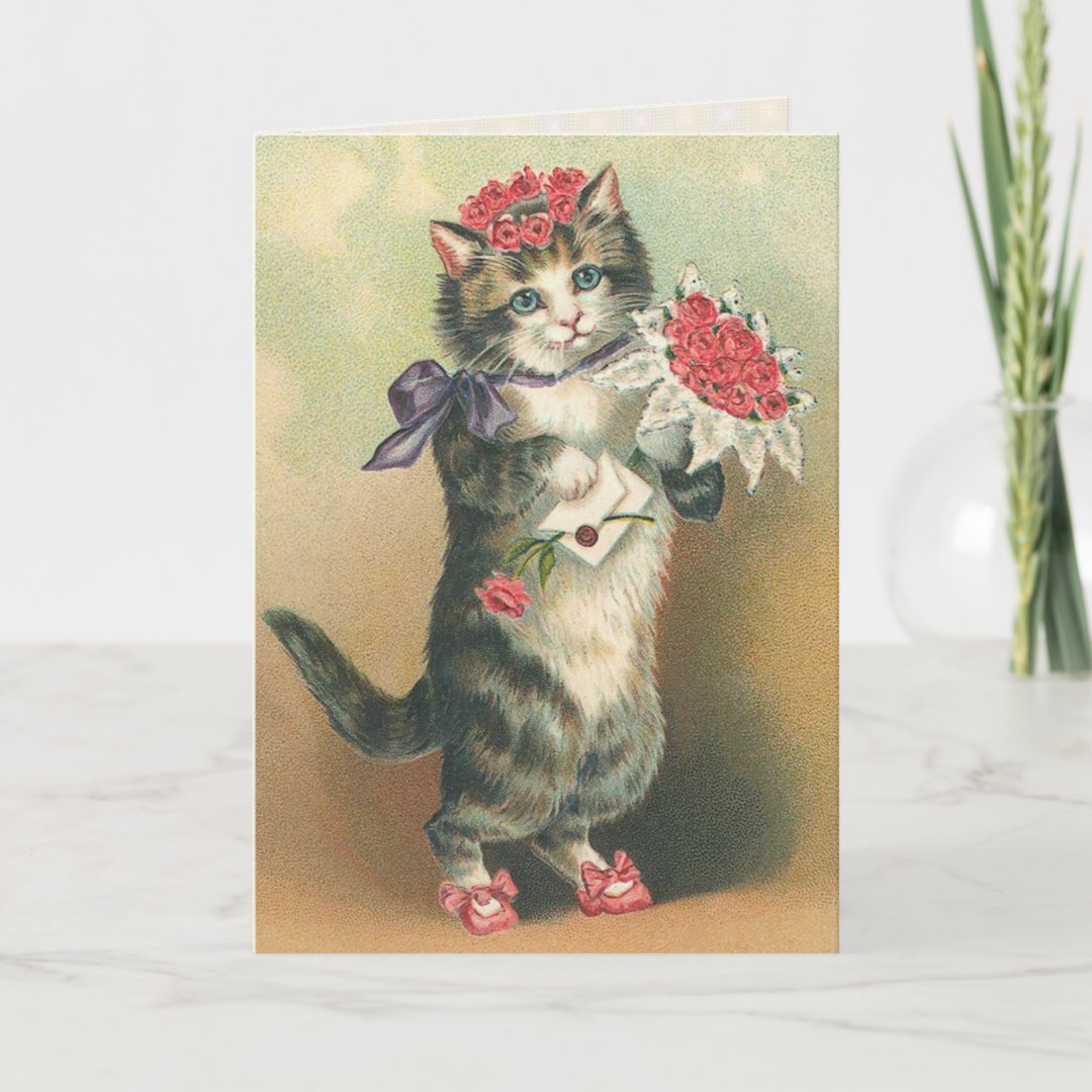Vintage Kitten Birthday Card Zazzle