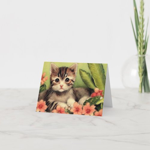 Vintage Kitten Birthday Greeting Card