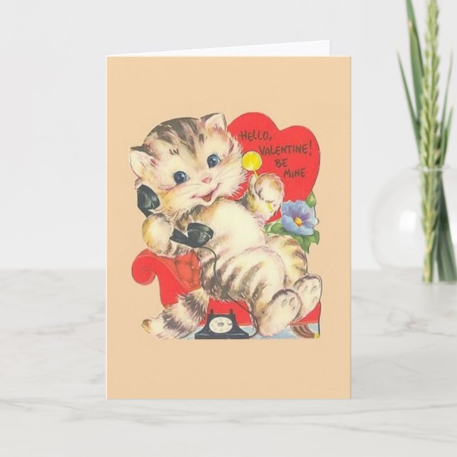 Vintage Kitten / Cat Valentine's Day Card (Front)