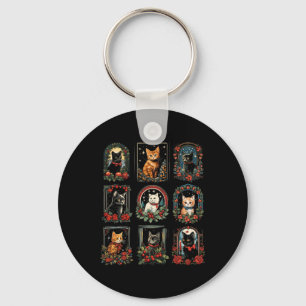 Vintage Kitten Christmas Cats  Keychain