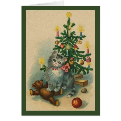 Vintage Kitten Christmas Greeting Card