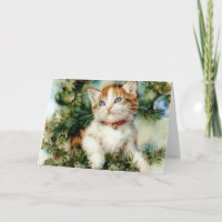 Vintage Kitten Christmas Note Card