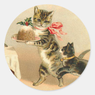 Vintage Kitten Christmas sticker