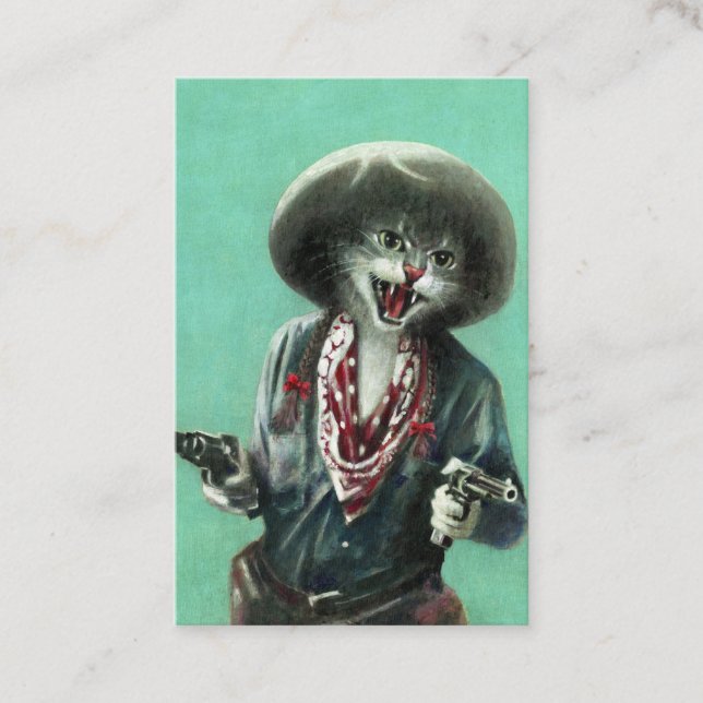 Vintage Kitten Cowgirl Business Card (Front)