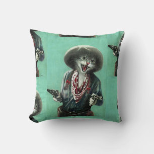 Vintage Kitten Cowgirl Cushion, Throw Pillow