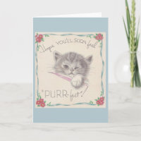 Vintage Kitten Get Well Card