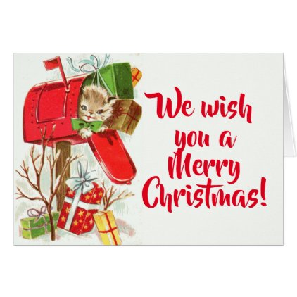 Vintage Kitten In A Mailbox Christmas Card