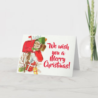 Vintage Kitten In A Mailbox Christmas Holiday Card