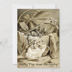 Vintage Kitten Me-ouchy Art Get Well Card Template