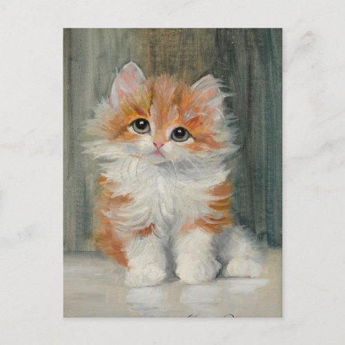 Vintage Kitten Painting  Postcard