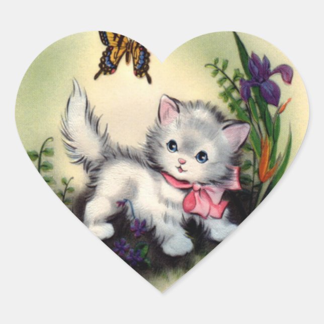 Vintage Kitten Sticker (Front)