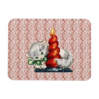 Vintage Kitten With Candle Magnet by EndlessVintage at Zazzle