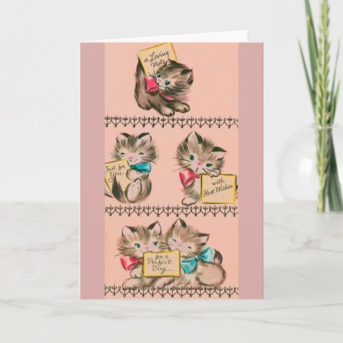 Vintage Kittens Birthday Greeting Card