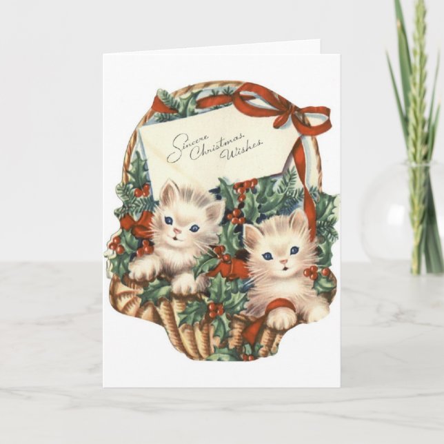 Vintage Kittens Christmas Greeting Card (Front)