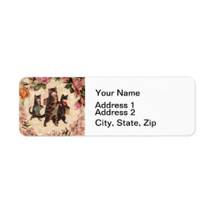 Vintage Kittens Going to School Print: Victorian Label