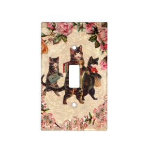 Vintage Kittens Going to School Print: Victorian Light Switch Cover