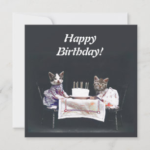 Vintage Kittens Happy Birthday Card