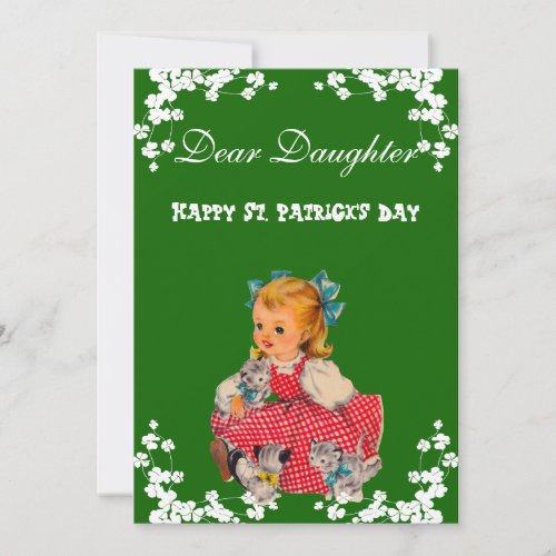 Vintage Kittens Happy St Patricks Day Daughter  Holiday Card