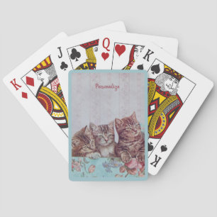 Vintage Kittens in a Retro Hatbox Personalized Poker Cards