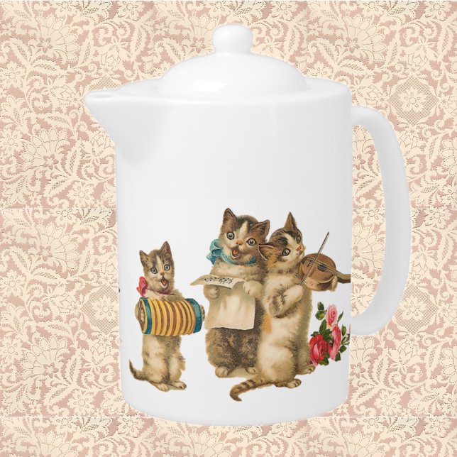 Vintage Kittens Musical Tea Party  Teapot (Creator Uploaded)