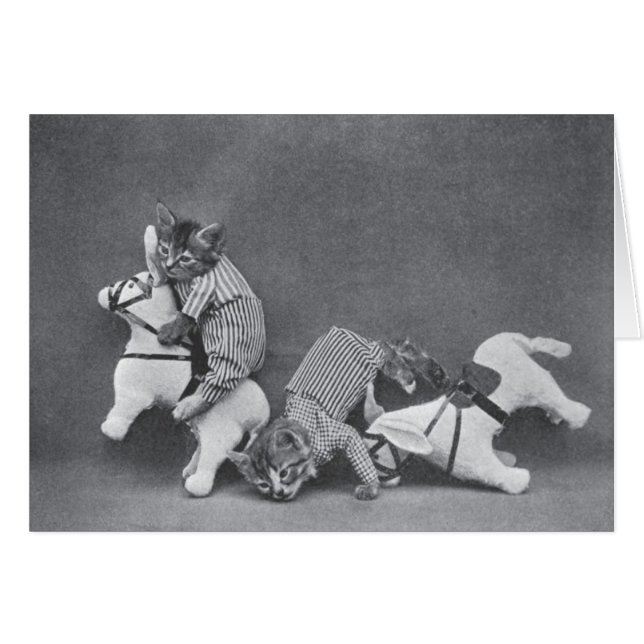 Vintage - Kittens on Bucking Broncos, Cards (Front Horizontal)