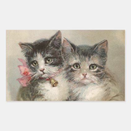 Vintage Kittens Rectangular Sticker
