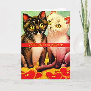 Vintage Kittens Retro Cute Cats Valentines Day Card