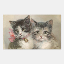 Vintage Cats Kitty Kitten Labels Stickers Decals CRAFTS Made In The USA #D355 