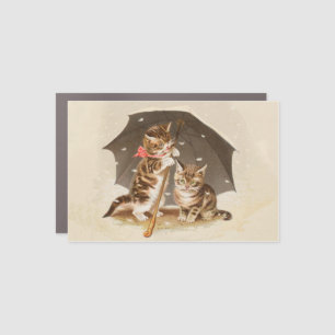 Vintage Kittens Under Umbrella Antique Cat art Car Magnet