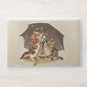 Vintage Kittens Under Umbrella Antique Cat art HP Laptop Skin
