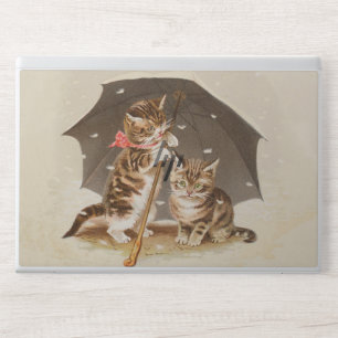 Vintage Kittens Under Umbrella Antique Cat art HP Laptop Skin