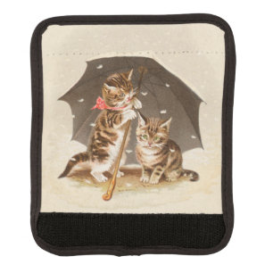 Vintage Kittens Under Umbrella Antique Cat art Luggage Handle Wrap