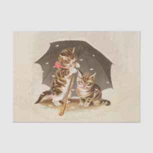 Vintage Kittens Under Umbrella Antique Cat art Tissue Paper