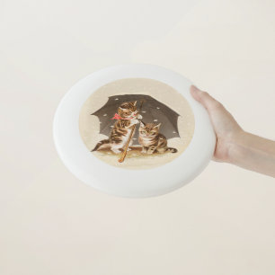 Vintage Kittens Under Umbrella Antique Cat art Wham-O Frisbee