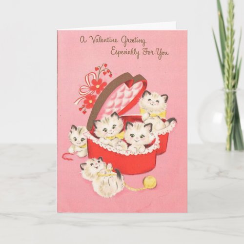 Vintage Kittens Valentines Day Card