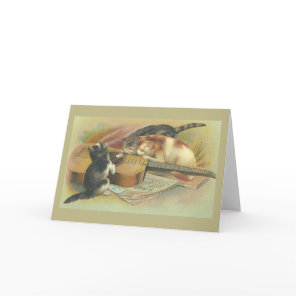 Vintage Kittens with Guitar Note Card